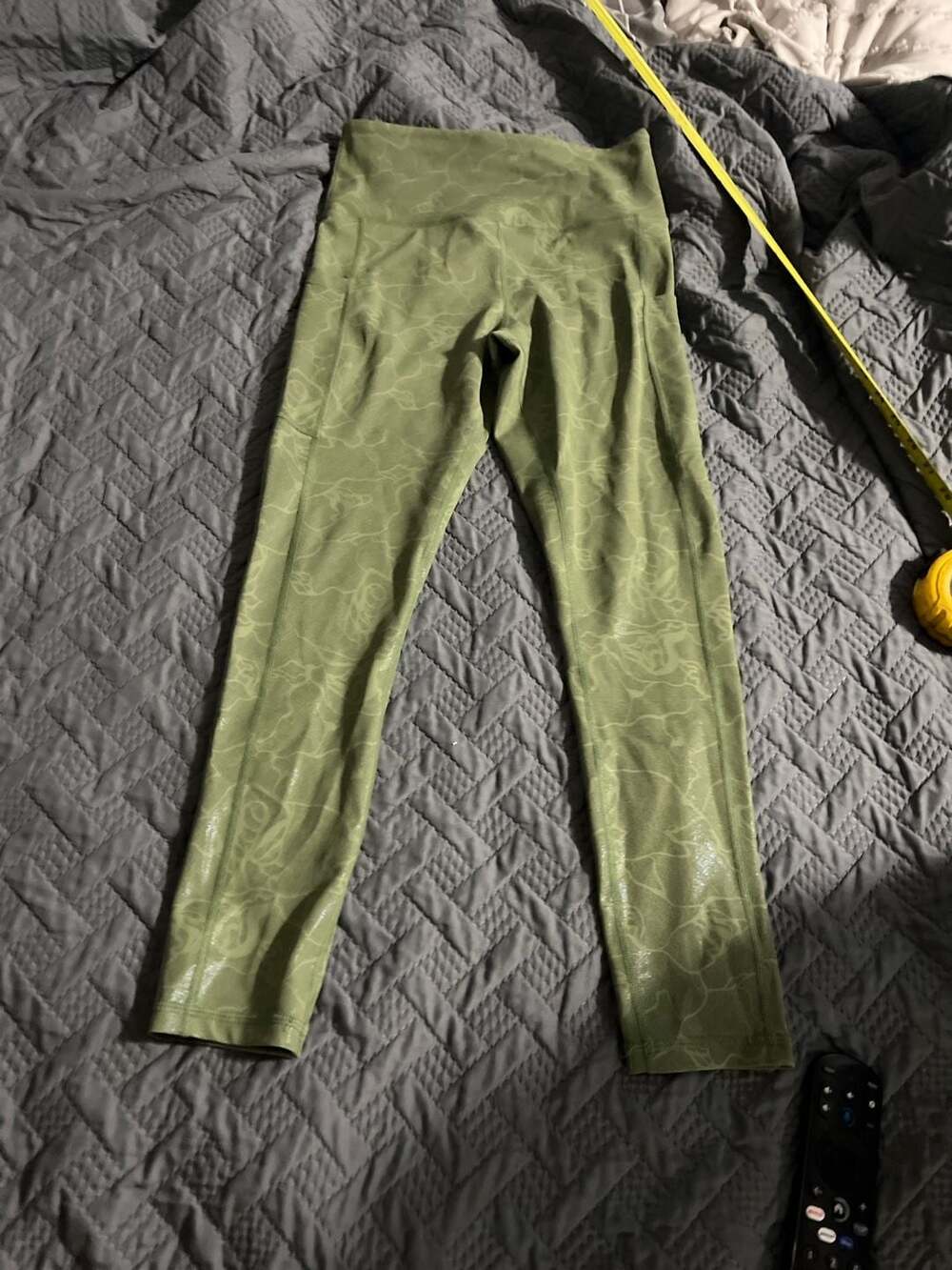 Zyia Active Olive Green Floral Metallic Light n Tight High Rise Leggings Size 4